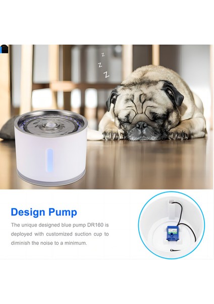 Otomatik Evcil Hayvan Su Çeşmesi Sessiz LED Gri (Yurt Dışından) fiyatları