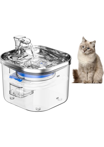 WF040 Kedi Su Çeşmesi 2l Yarı Paslanmaz Çelik Sessiz Otomatik Pompa (Yurt Dışından)
