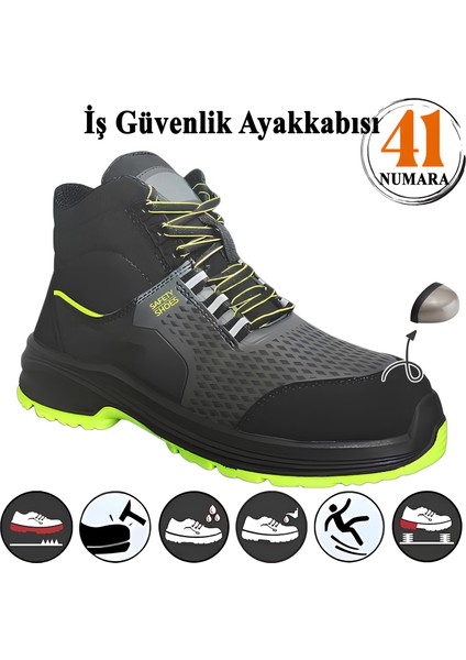 İş Ayakkabısı 41 Numara Süet Delikli Nefes Alan Çelik Burunlu İnşaatçı Tekstil Güvenlik Ayakkabı Bot