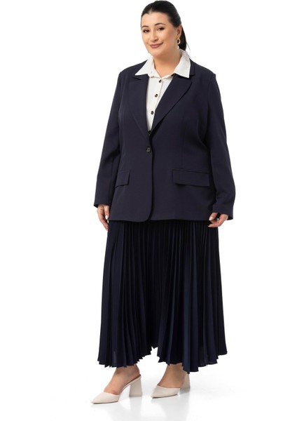 Büyük Beden Pileli Etek Ceket Antrasit Ikili Takım fiyatları