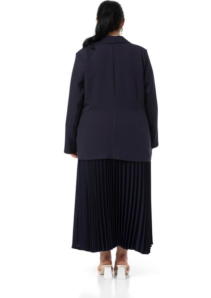 Büyük Beden Pileli Etek Ceket Antrasit Ikili Takım modelleri