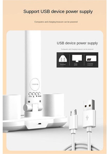 LED Saat Masa Lambası USB Şarj Edilebilir Kısılabilir Masa Lambası 4960 Mah Fan Işık Katlanabilir Göz Koruması Okuma Gece Lambası (Yurt Dışından)
