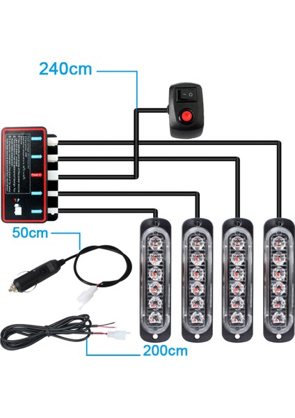 Araç Kablosuz Uzaktan Kumanda 12V Ağda Bir Çekici Dörtlü Yanıp Sönen Işıklar 24LED Yüksek Güçlü Acil Durum Işıkları E (Yurt Dışından) fiyatları