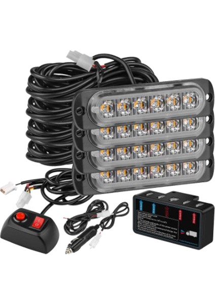 Araç Kablosuz Uzaktan Kumanda 12V Ağda Bir Çekici Dörtlü Yanıp Sönen Işıklar 24LED Yüksek Güçlü Acil Durum Işıkları E (Yurt Dışından) fırsatları