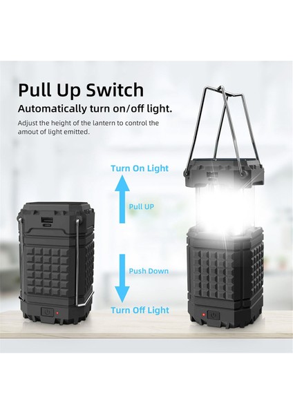 Kamp Feneri Şarj Edilebilir Güneş Fenerleri Işıkları Pille Çalışan LED Elektrik Kesintileri Için Siyah (Yurt Dışından) fiyatları