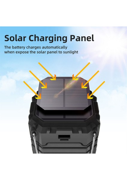 Kamp Feneri Şarj Edilebilir Güneş Fenerleri Işıkları Pille Çalışan LED Elektrik Kesintileri Için Siyah (Yurt Dışından) modelleri