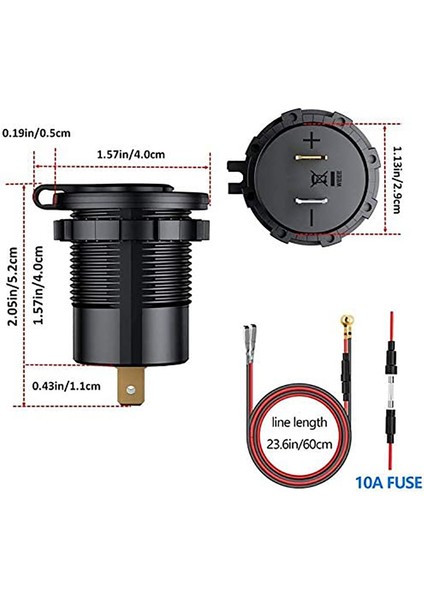 Pd Tip C USB Araç Şarj Cihazı ve Qc 3.0 Hızlı Şarj Cihazı 12V Güç Çıkışı Soketi, Motosiklet Rv Atv Için Açma/kapama Anahtarı, Kırmızı (Yurt Dışından) fırsatları