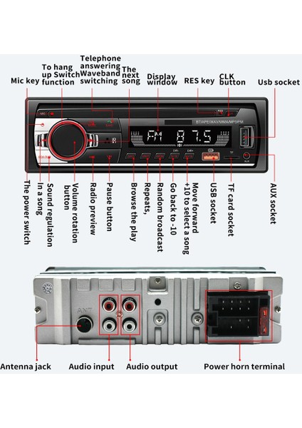 Araba Oyuncu Modeli 520 USB Plug-In Radyo Bluetooth Eller Serbest Mp3 Uzun Stil Çalar Kayıpsız Müzik Evrensel (Yurt Dışından) modelleri