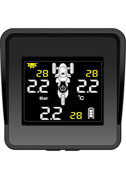 Güneş Kablosuz Lastik Basıncı Izleme Sistemi Motosiklet Tpms Lastik Basıncı Monitörü LCD Ekran 3 Harici Sensörler (Yurt Dışından)