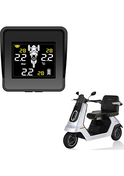 Güneş Kablosuz Lastik Basıncı Izleme Sistemi Motosiklet Tpms Lastik Basıncı Monitörü LCD Ekran 3 Harici Sensörler (Yurt Dışından)