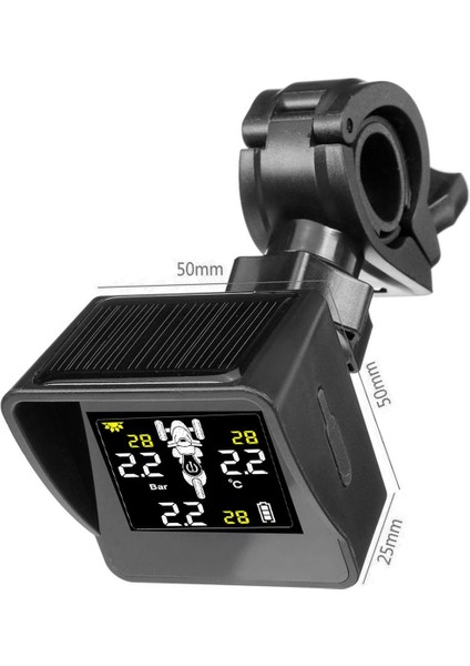 Güneş Kablosuz Lastik Basıncı Izleme Sistemi Motosiklet Tpms Lastik Basıncı Monitörü LCD Ekran 3 Harici Sensörler (Yurt Dışından)