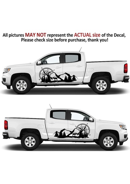 2x Gövde Sticker Çıkartması Büyük Pusula Navigasyon Dağ Geyiği ile Kamp Van Motorhome Siyah (Yurt Dışından) fırsatları