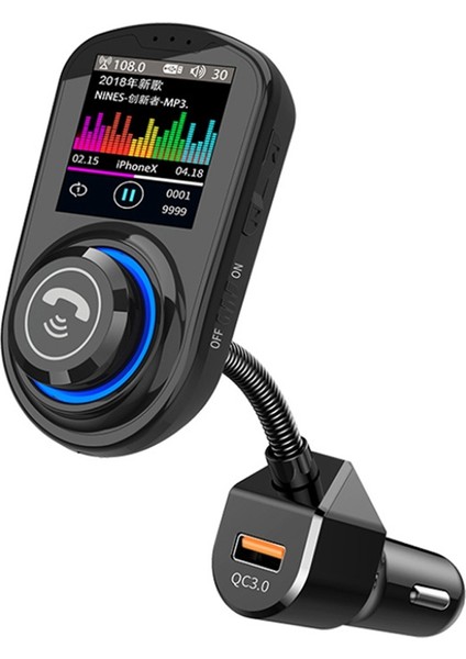 G45 1.8 Inç LCD Ekran Bluetooth 5.0 Araba Mp3 Çalar Qc3.0 Araba Şarj Cihazı Kablosuz Eller Serbest Fm Verici Radyo Adaptörü (Yurt Dışından)