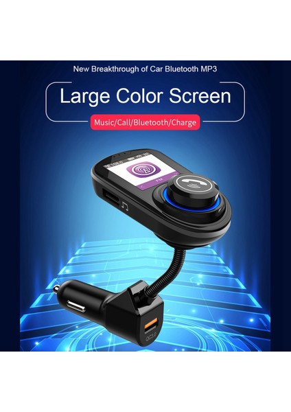 G45 1.8 Inç LCD Ekran Bluetooth 5.0 Araba Mp3 Çalar Qc3.0 Araba Şarj Cihazı Kablosuz Eller Serbest Fm Verici Radyo Adaptörü (Yurt Dışından)