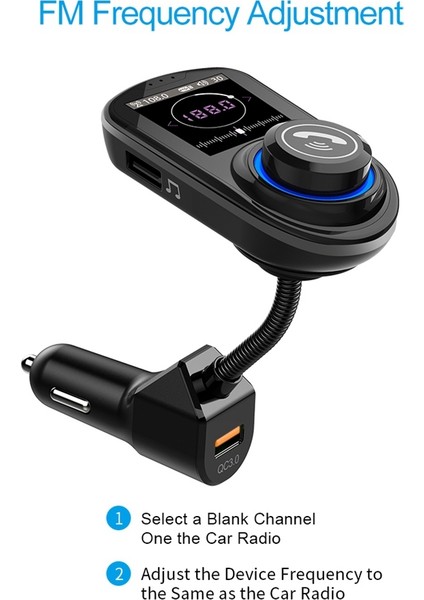 G45 1.8 Inç LCD Ekran Bluetooth 5.0 Araba Mp3 Çalar Qc3.0 Araba Şarj Cihazı Kablosuz Eller Serbest Fm Verici Radyo Adaptörü (Yurt Dışından)