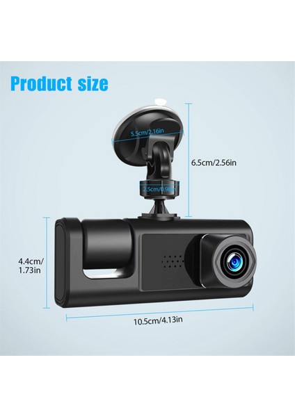 3 Kamera Araç Içi Kamera 1080 P 2 Inç Ekran Dashcam Siyah Sürücü Kaydedici Taksi Için Araba Dvr Arka Kamera Evrensel (Yurt Dışından) modelleri