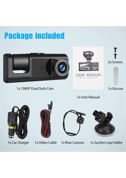 3 Kamera Araç Içi Kamera 1080 P 2 Inç Ekran Dashcam Siyah Sürücü Kaydedici Taksi Için Araba Dvr Arka Kamera Evrensel (Yurt Dışından) fırsatları