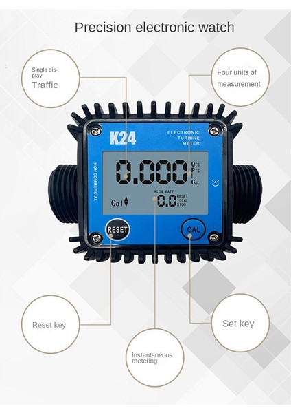 LCD Yakıt Akış Ölçer K24 Türbin Dijital Die-Sel Yakıt Akış Ölçer Uygun Sıvı Su Akışı Ölçme Araçları (Yurt Dışından)