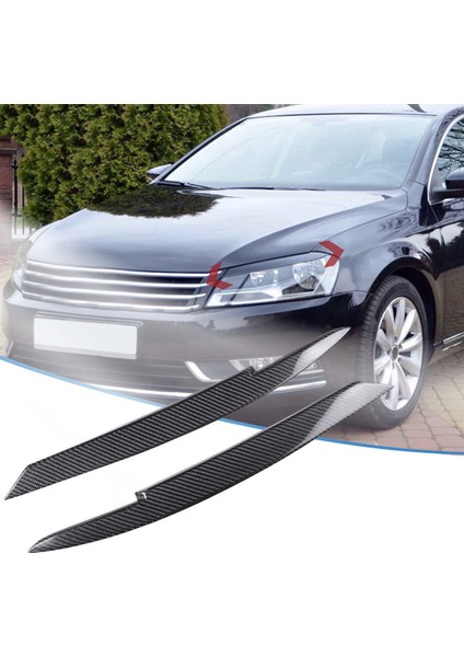 Passat B7 2010-2015 Için Araba Far Göz Kapakları Kaşları Abs Far Lambası Etiket Kapak Trim Aksesuarları-Siyah (Yurt Dışından)