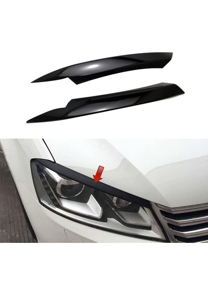 Passat B7 2010-2015 Için Araba Far Göz Kapakları Kaşları Abs Far Lambası Etiket Kapak Trim Aksesuarları-Siyah (Yurt Dışından)