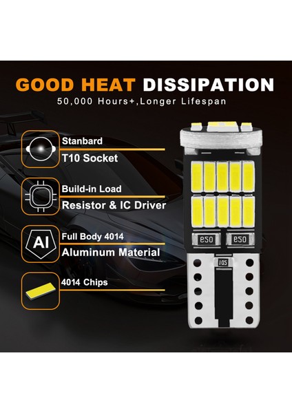 Adet Araba T10 LED Ampuller W5W 4014 26SMD Okuma Lambası Plaka Sinyal Ampulü Kuyruk Fren Sinyal Işıkları 6000K Parlak Lamba (Yurt Dışından) fiyatları