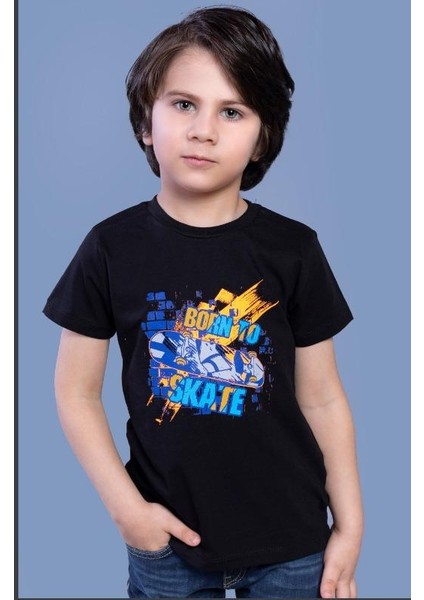 Erkek Çocuk Born To Skate Baskılı Tişört
