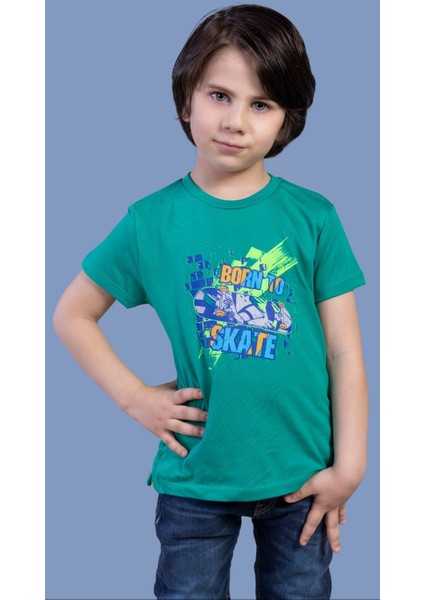 Erkek Çocuk Born To Skate Baskılı Tişört