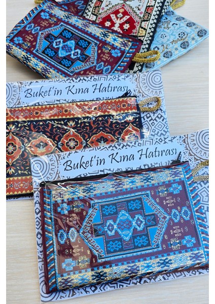 Kilim Desen Çanta Cüzdan Kına Hediyesi 5 Adet