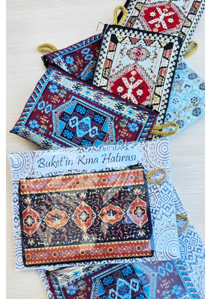 Kilim Desen Çanta Cüzdan Kına Hediyesi 5 Adet