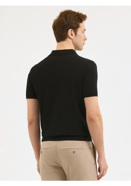 Erkek Regular Fıt Triko T-Shırt-Siyah modelleri