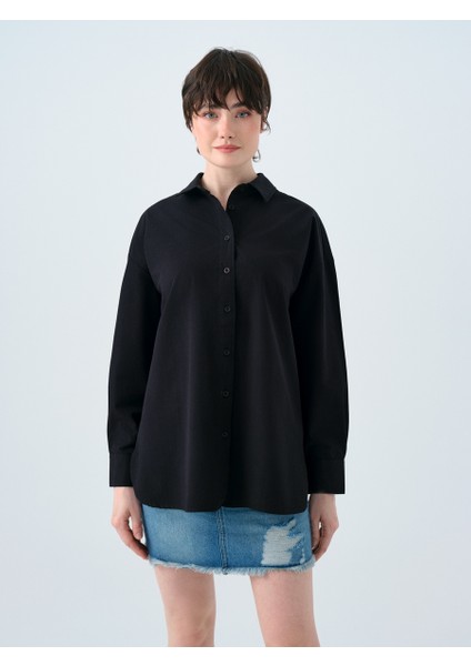Oversize Fit Kadın Gömlek U.kol