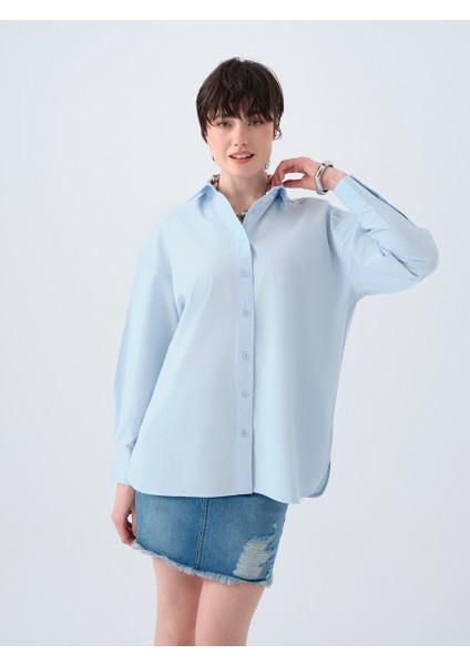 Oversize Fit Kadın Gömlek U.kol