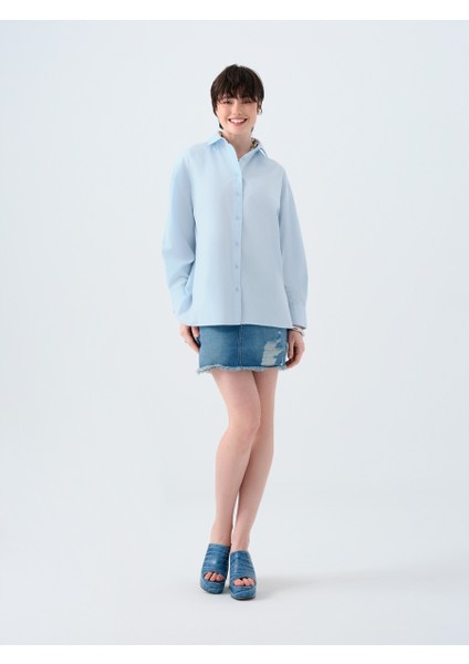 Oversize Fit Kadın Gömlek U.kol