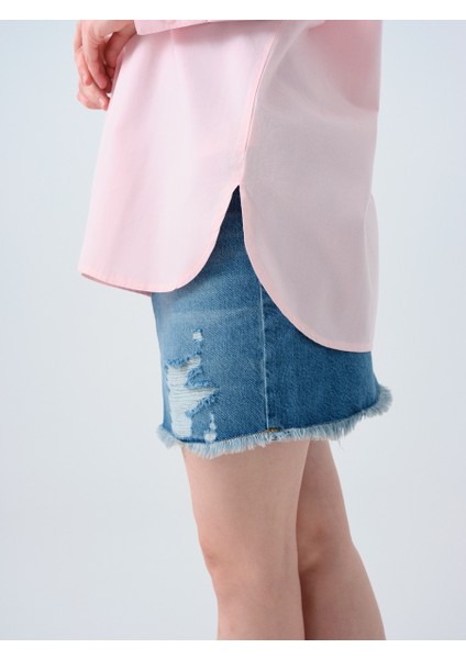 Oversize Fit Kadın Gömlek U.kol