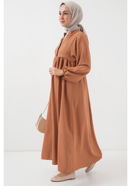 Kadın Uzun Tesettür Elbise 2525 - Taba fiyatları