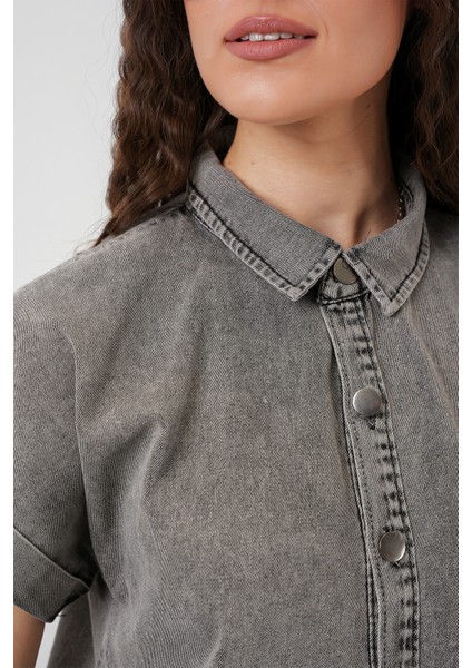 Kadın Kısa Kot Elbise 2530 - Füme indirimleri