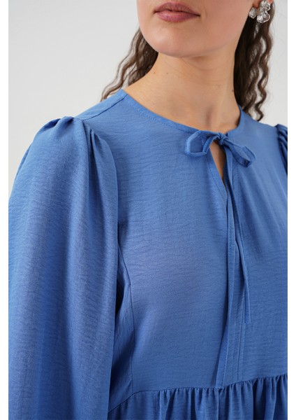 Kadın Balon Kol Uzun Tesettür Elbise 2464 - Indigo indirimleri