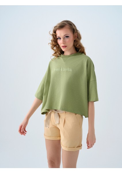 Long Crop Kadın Tshirt K.kol