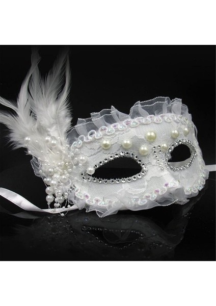 Beyaz Inci Taşlı Parti Maskesi fırsatları