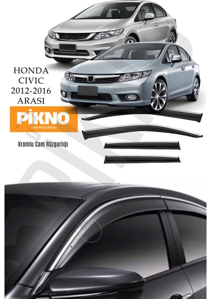 Honda Civic Fb7 2012-2016 Arası Kromlu Cam Rüzgarlığı 4'lü