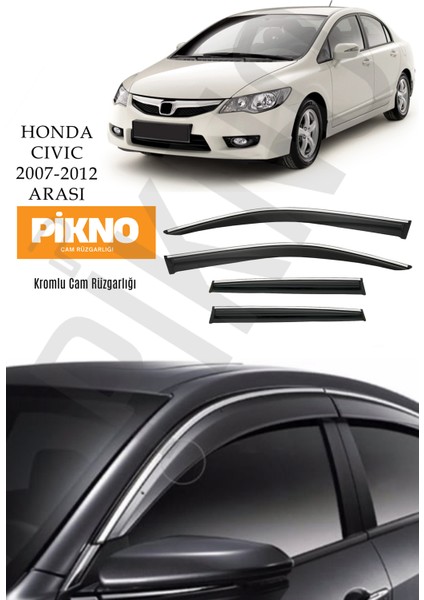 Honda Civic Fd6 2007-2012 Arası Kromlu Cam Rüzgarlığı 4'lü