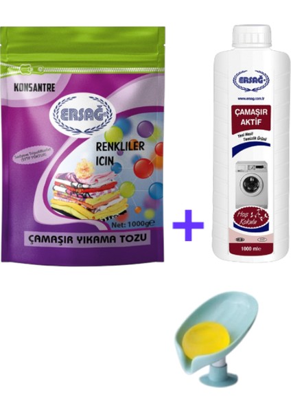 Renkliler Için Çamaşır Yıkama Tozu 1000 gr - Çamaşır Aktif 1000 Ml+(Sabunluk HEDIYE'LI)101-21