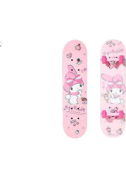 Sanrio Çocuk Kaykay 3-6-12 Yaş Erkek Kız Scooter Dört Tekerlekli Çift Rocker Yüksek Elastik Kasnağı (Yurt Dışından)