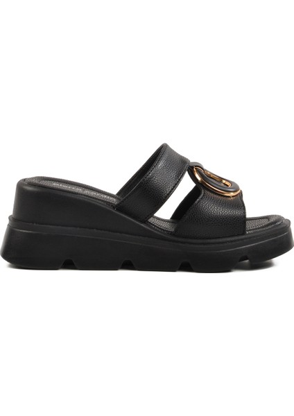 Yüksek Taban Siyah Kadın Terlik modelleri