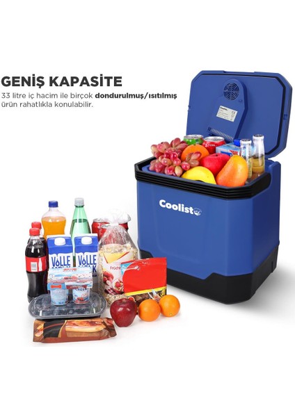 CLT33 12 VOLT/220 VOLT Ac/Dc 33 Litre Sıcak/Soğuk Oto Buzdolabı