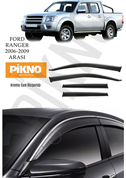 Ford Ranger 2006-2009 Arası Kromlu Cam Rüzgarlığı 4'lü