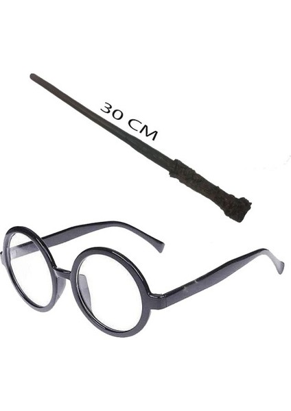 Harry Potter Asası ve Siyah Çerçeveli Gözlük Seti Tdrtr