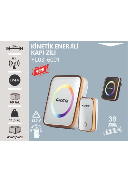 K.suz Dijital Kapı Zili-Kinetik Enerji Kontrl
