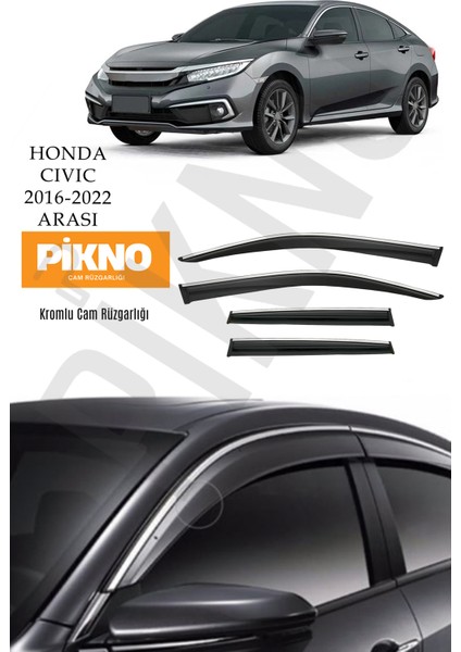 Honda Civic Fc5 2016-2022 Arası Kromlu Cam Rüzgarlığı 4'lü