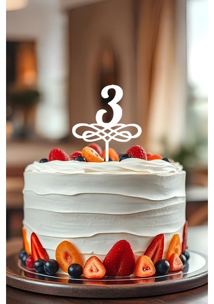 3. Yaş Doğum Günü Pastası Kürdanı, Pasta Süsü, Yeniden Kullanılabilir